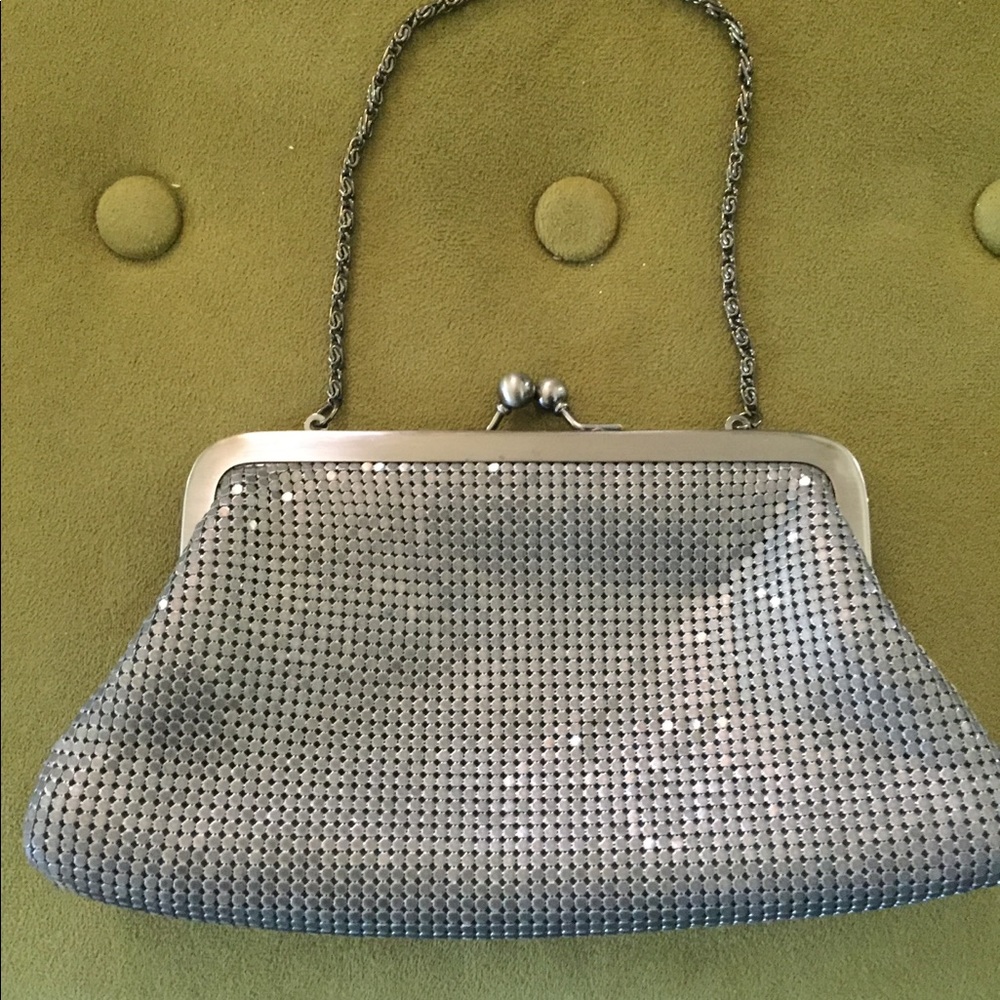 Ann Taylor Loft Metallic Silver Mesh Clutch